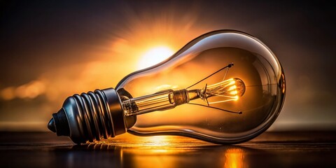Poster - Stunning Silhouette of an Illuminated Light Bulb Isolated on a Clear Background, Perfect for Creative and Innovative Concepts in Design and Marketing