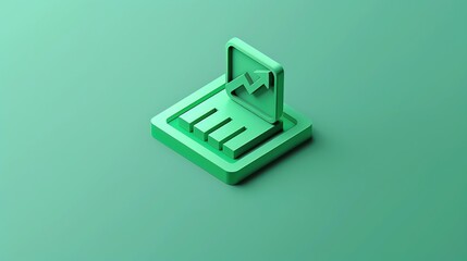 Poster - 3D rendering of a green graph icon on a green background.