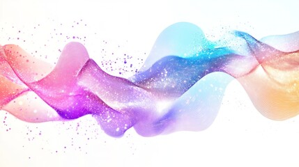 Poster - energy, featuring swirling waves of vibrant colors and glowing particles against a clean white background.
