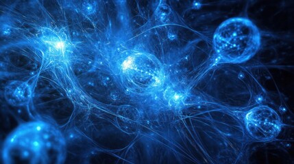 Poster - entanglement, featuring a visually striking design with intertwined lines and glowing spheres.