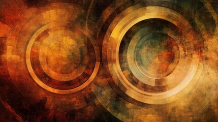 Poster - Abstract Concentric Circles Brown Gold Texture Design
