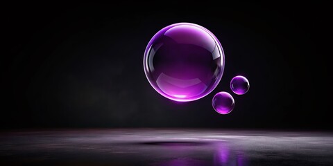 Poster - Surreal Depiction of a Purple Speech Bubble Animation Against a Black Background, Evoking Communication and Creativity in an Abstract Style