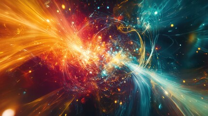 Poster - energy, featuring geometric shapes and lines intersecting in a harmonious dance of colors,