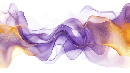 Poster - phenomena, illustrated through abstract, fluid shapes that suggest movement and energy. The composition incorporates shades of purple and gold,