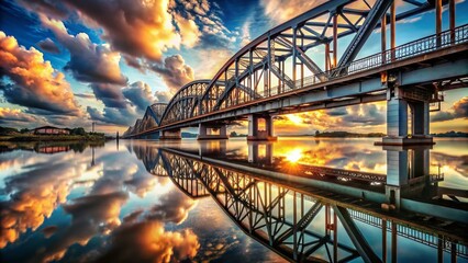 Poster - Surreal Steel Dreams: A Unique Perspective on Metal Bridge Structures Showcasing the Artistry and Engineering Behind Bridge Construction in a Dreamlike Landscape