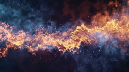 Poster - Vibrant flames smoke intertwine, creating mesmerizing visual spectacle.