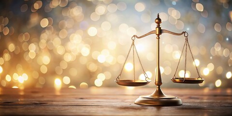 Poster - The Steadfast Balance: A Minimalist Representation of Justice with Bokeh Effect for Contemporary Art Lovers