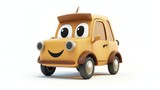 A cute cartoon car with a happy face.
