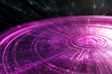 Poster - A mesmerizing pattern vibrant purple, depicting intricate lines shapes evoke sense motion depth.