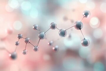 Poster - Close-up view molecular structure colorful blurred background, representing science chemistry concepts.