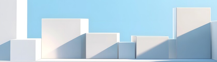 Poster - Abstract White Cubes Against A Light Blue Background