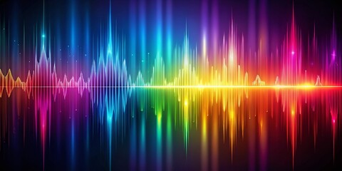 Poster - Vibrant Abstract Digital Artwork Featuring Colorful Sound Wave Visualization with Dynamic Light Effects and Gradient Hues for Creative Design and Marketing Projects