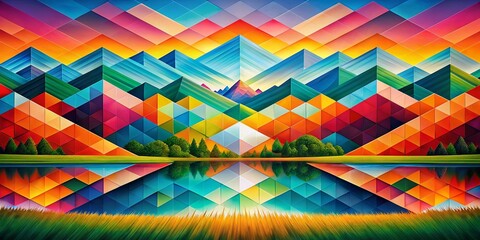 Poster - vibrant flat geometric background with colorful design elements for creative projects and digital ar