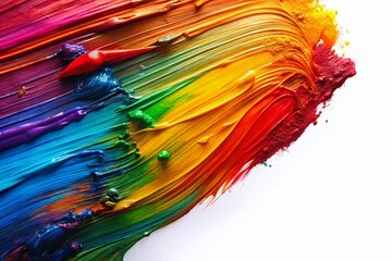 Poster - Vibrant Oil Paint Stroke Over Frame on Isolated Background with Ample Copy Space for Creative Use in Digital or Print Media