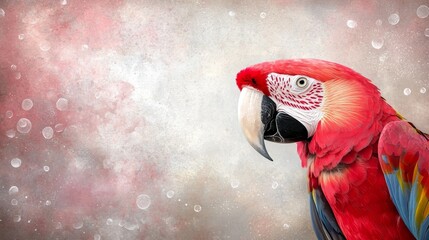 Wall Mural - A red parrot sitting on top of a table