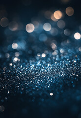 Wall Mural - shimmering silver sparkles on a dark background create a mesmerizing texture. soft blue lights creat