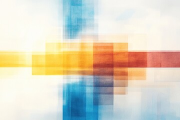 Poster - Abstract Complex System Integration with Vibrant Light Pathways and Soft Color Blends
