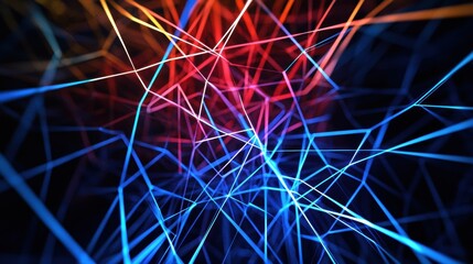 Poster - Abstract Light Installation with Vivid Colors Creating a Complex Network of Lines