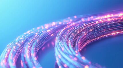 Poster - Futuristic Data Center with Glowing Fiber Optic Cables in Vibrant Blue Background