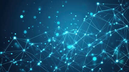 Poster - Data technology visualization. Abstract futuristic backdrop. Wave composed of connecting dots and lines on a dark background. Particle wave.