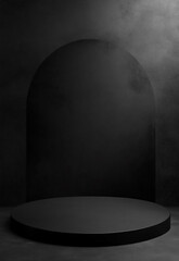 Poster - Abstract black gradient background modern luxury studio dark background texture wallpaper Empty black color studio room background Product showcase spotlight background. 