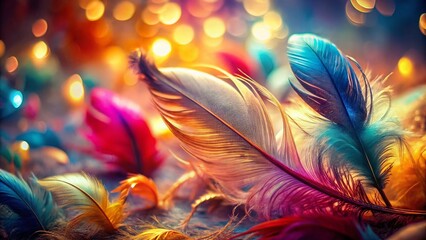 Poster - Vintage Style Photography of Fluffy Twirled Quill Feathers in Various Ornate Designs for Elegant Home Decor and Crafting Inspiration
