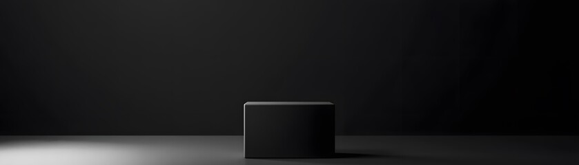 Poster - Black Cube on Dark Background Minimalist Display