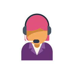 Poster - customer service agent wearing a headset is providing assistance to customers online
