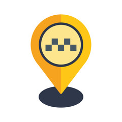 Poster - yellow location pin pointing a taxi stand on a map