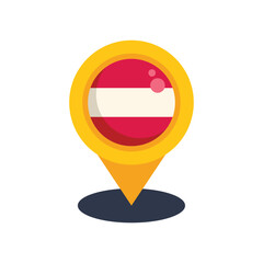 Poster - yellow location pin featuring the austrian flag, indicating a point of interest or destination in au