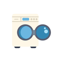 Poster - washing machine opening its door and showing clean laundry inside, modern household appliances for w