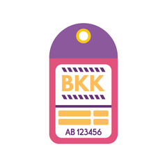 Poster - luggage tag showing destination as bkk, the airport code for suvarnabhumi airport serving bangkok, t