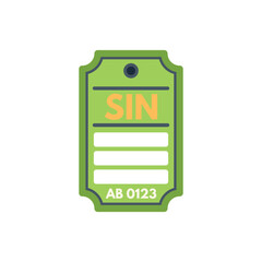 Poster - luggage tag featuring the acronym sin, representing a social insurance number, emphasizing travel se