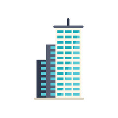 Poster - stylized illustration of a modern city center building reaching for the sky