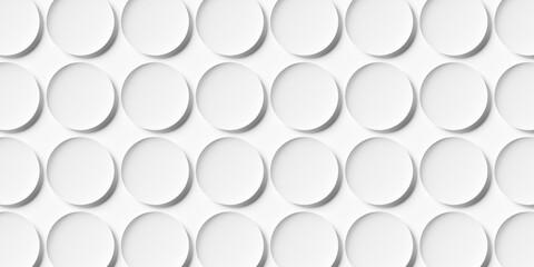 Wall Mural - Large white bend circles or bowls geometry background wallpaper banner, flat lay