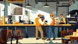 © Ariestia - Two Men in Orange Vests Ordering Coffee at a Cafe Counter