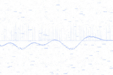 Poster - Abstract design showing wavy lines and scattered numerical values in a clean, minimalistic style on a white background, signifying data flow. 3D Rendering.