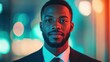 © Imagine World - Confident Young Man in Suit with Neon Background, Professional Portrait with Vibrant Colors, Urban Setting, Businessman in Contemporary Atmosphere