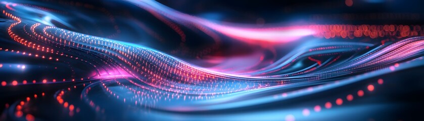 Poster - Abstract Waves of Light Data Flowing