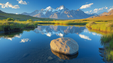 Wall Mural - Majestic Mountain Reflection