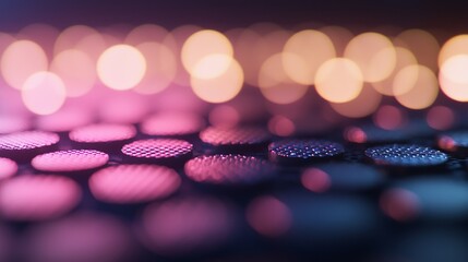 Poster - Detailed Close-Up of a Soft Gradient Pixel Mesh with Intricate Patterns and Bokeh Background in Vibrant Colors