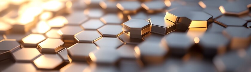 Poster - Abstract Golden Hexagonal Geometric Structure
