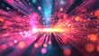 © Imagine World - Colorful abstract light rays with vibrant particles creating a dynamic background effect for visuals of movement, energy, and digital design concepts