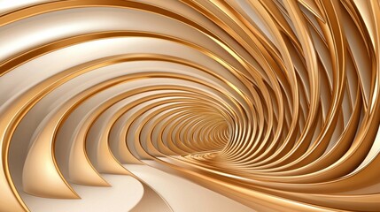 Poster - Captivating Golden Twists and Turns in a Mesmerizing Spiral Tunnel of Light and Shadow