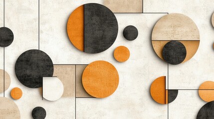 Poster - Minimal Geometric Circular Shapes Abstract Composition