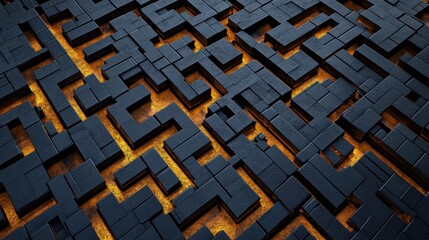 Poster - glowing geometric patterns forming abstract industrial architectural backdrop