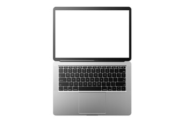 Aufkleber - Silver laptop with blank white screen, black keyboard, isolated on white background, clean layout for mockup, empty display concept. 3D Rendering.
