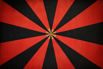Fototapete - Striking geometric pattern in red and black radiating towards central point