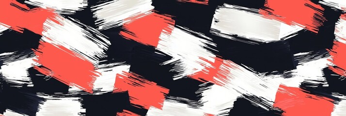 Fototapete - Vibrant abstract brush strokes in red, black, and white dynamic visual effect background