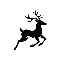 Wall Mural - Silhouette of a reindeer running at full speed with dynamic pose perfect for festive holiday art